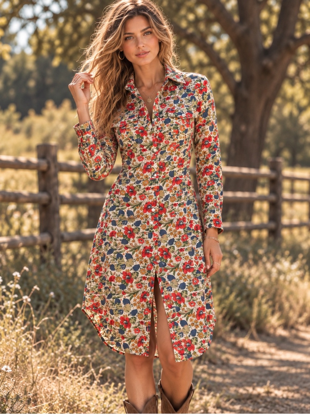 Theory Floral Shirt Dress Size 2 Cotton Pearl Snap Made in USA Y2K